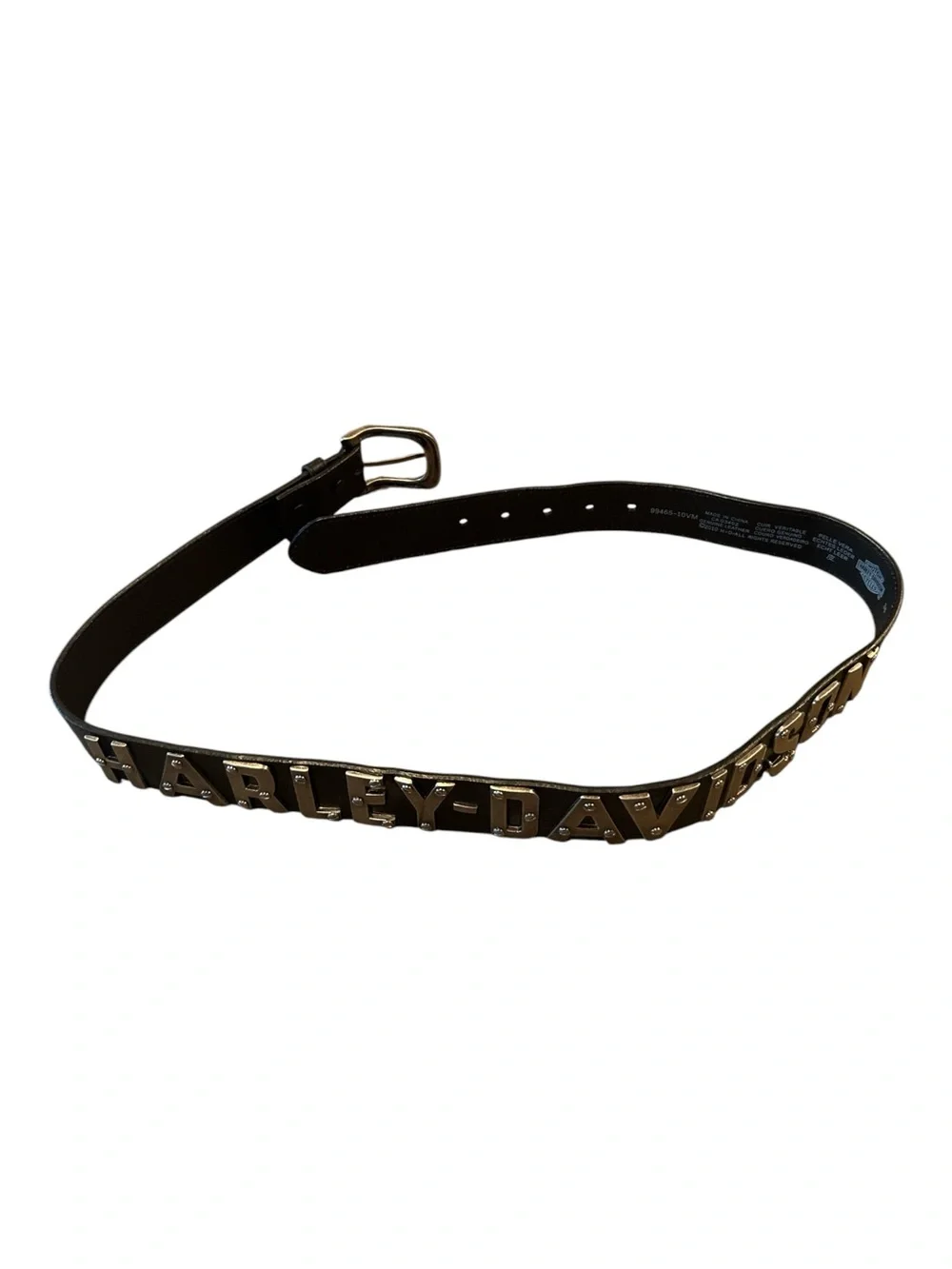 Harley-Davidson Black Leather Silver Logo Belt Size 36